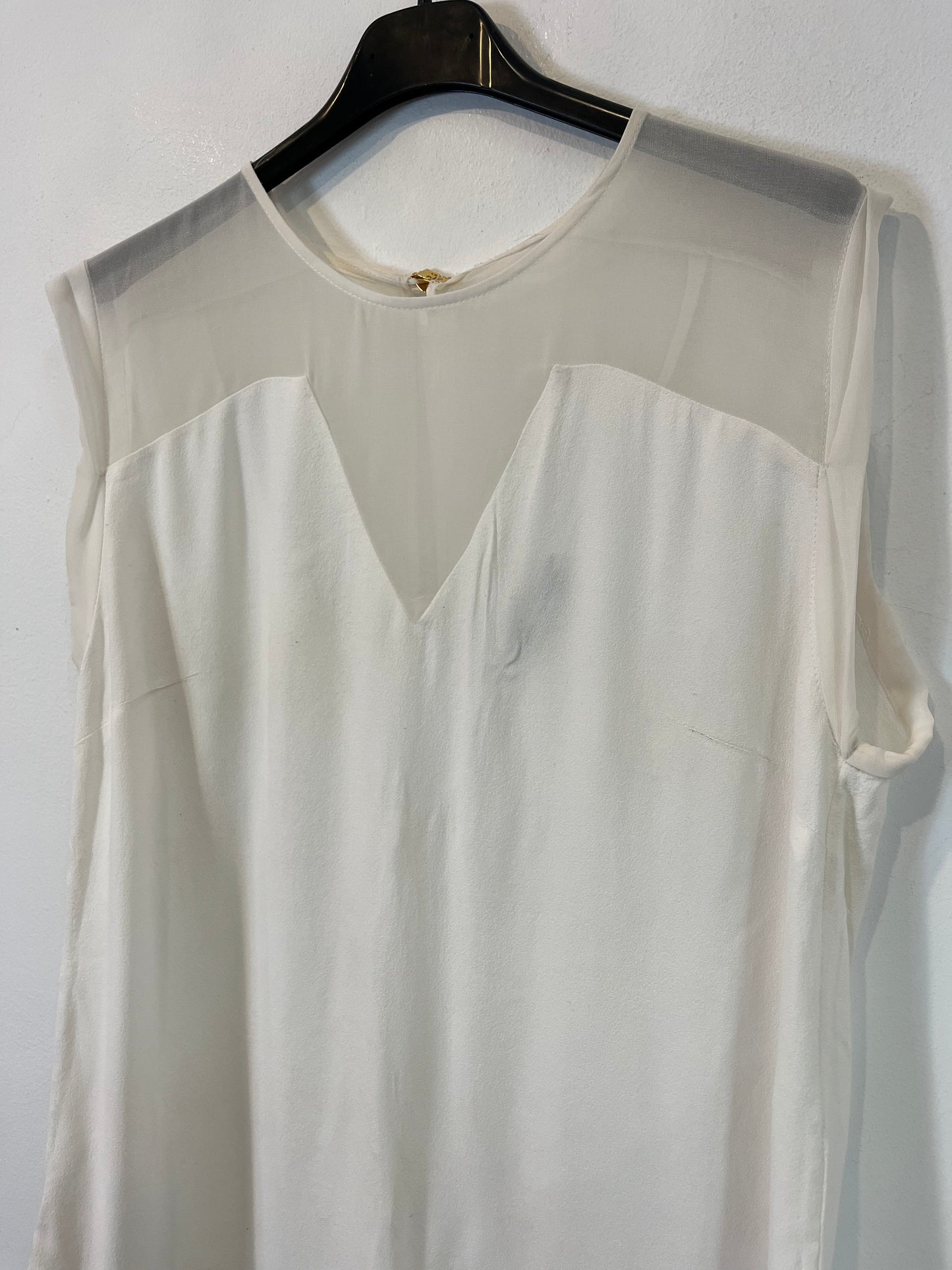 SANDRO. Top blanco esote semi transparente. T 3 (M/L)
