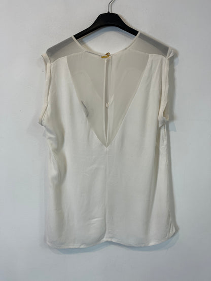 SANDRO. Top blanco esote semi transparente. T 3 (M/L)