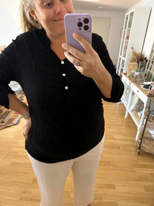 OTRAS. blusa negra canalé T.3xl