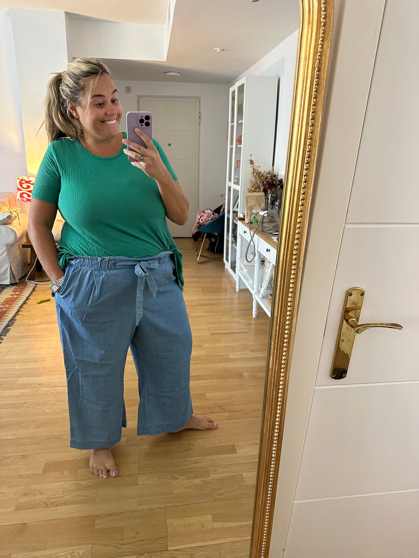 OTRAS. Camiseta verde canalé T.3xl