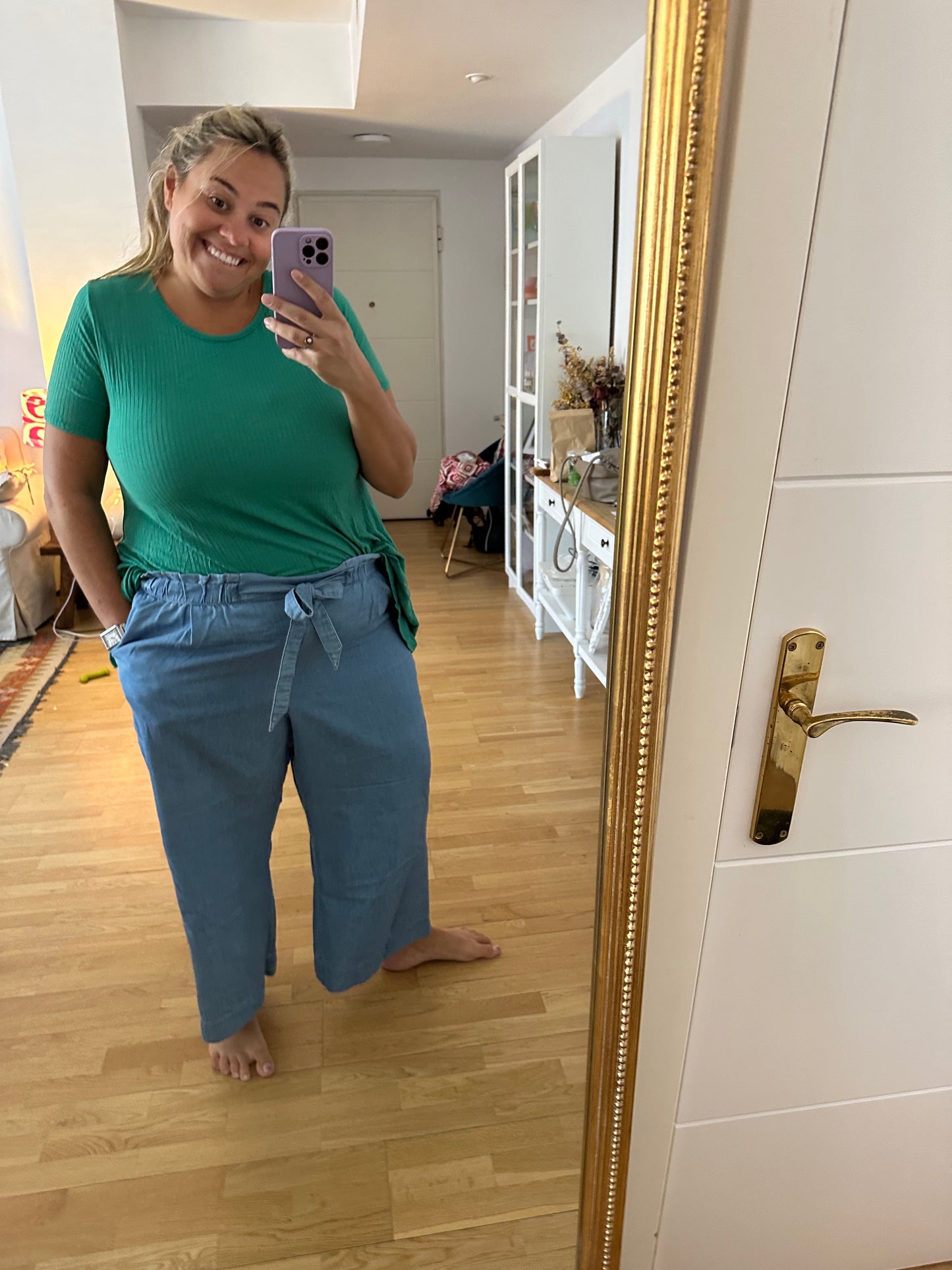 OTRAS. Camiseta verde canalé T.3xl