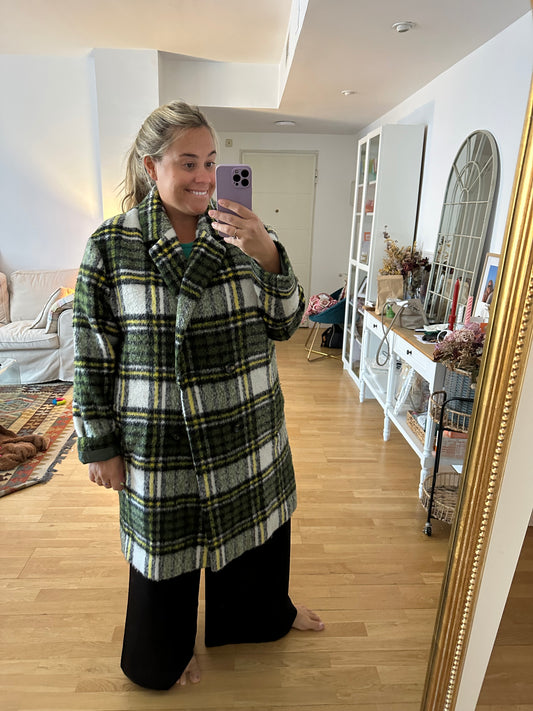 ASOS. Green cloth check coat size 50