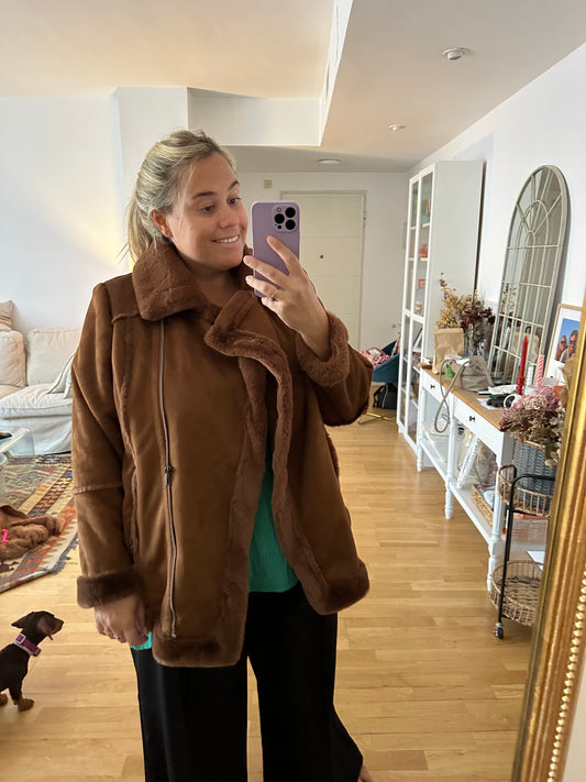 STILE&amp;CO. Brown suede coat T.3XL