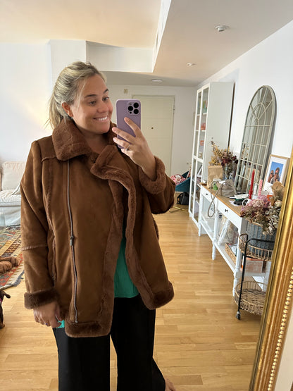 STILE&amp;CO. Brown suede coat T.3XL