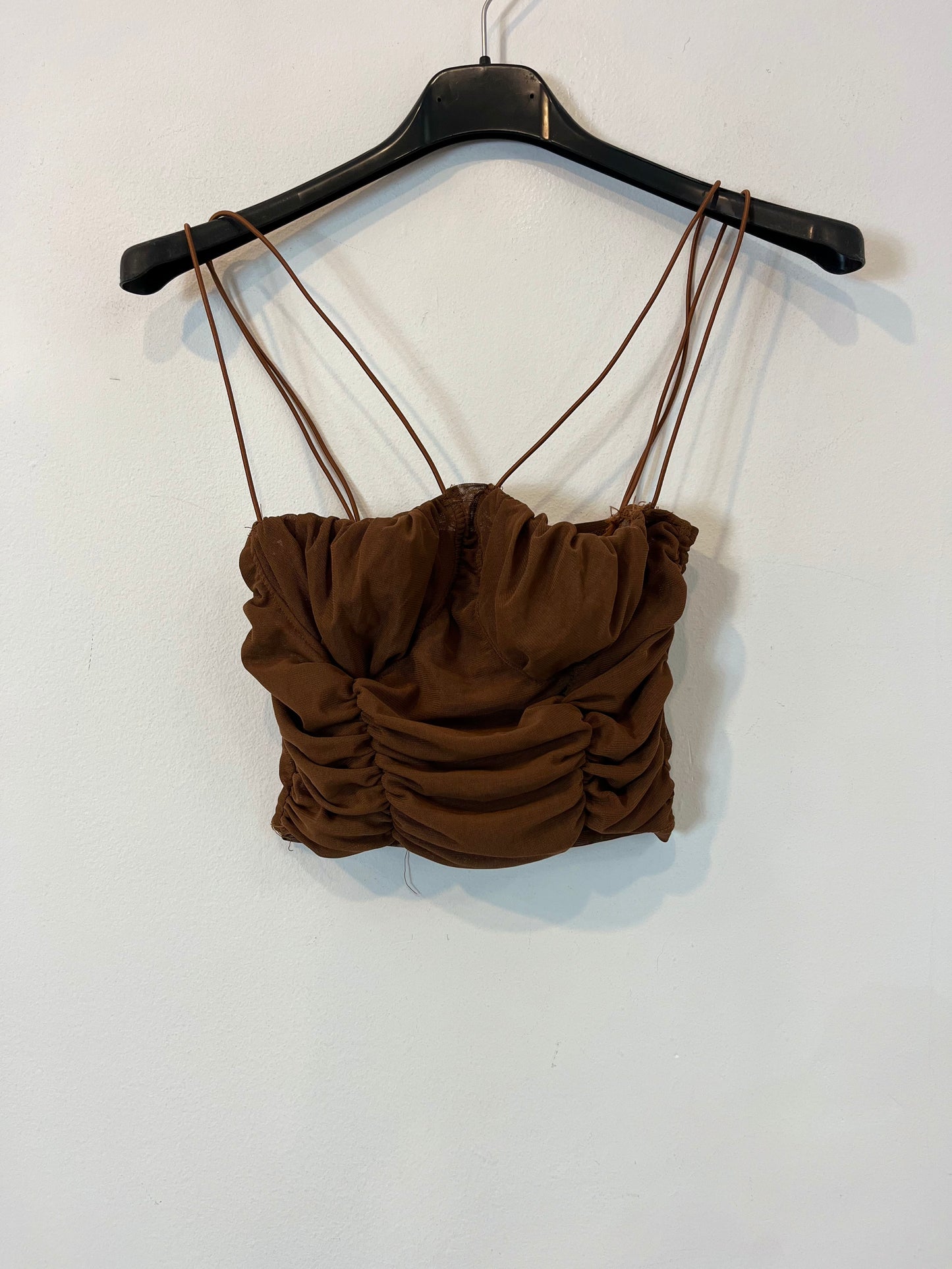 OTRAS. Croptop tull marrón  T.s