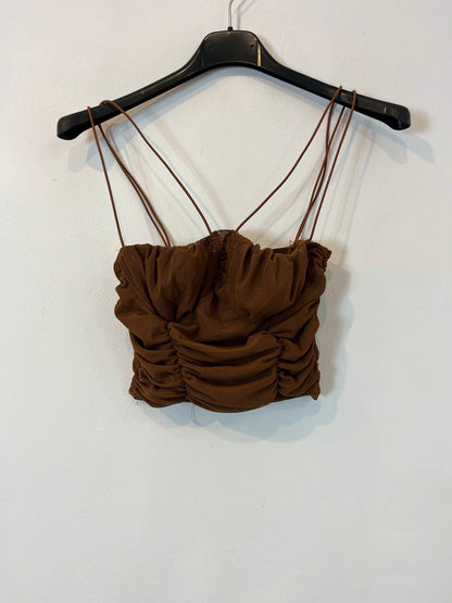 OTRAS. Croptop tull marrón  T.s