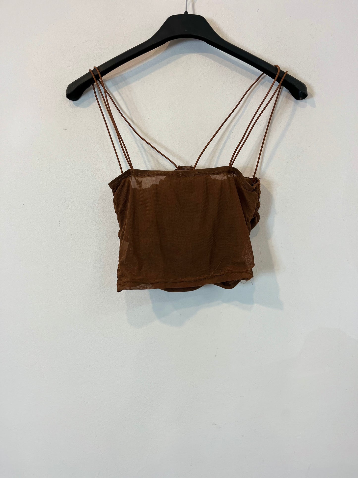 OTRAS. Croptop tull marrón  T.s