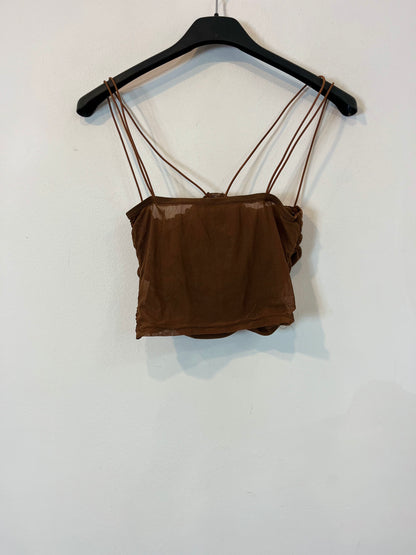 OTRAS. Croptop tull marrón  T.s