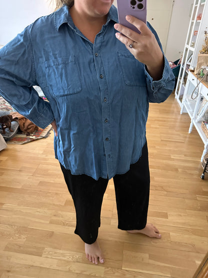 AVA VIV. Blusa fluida denim T.3XL