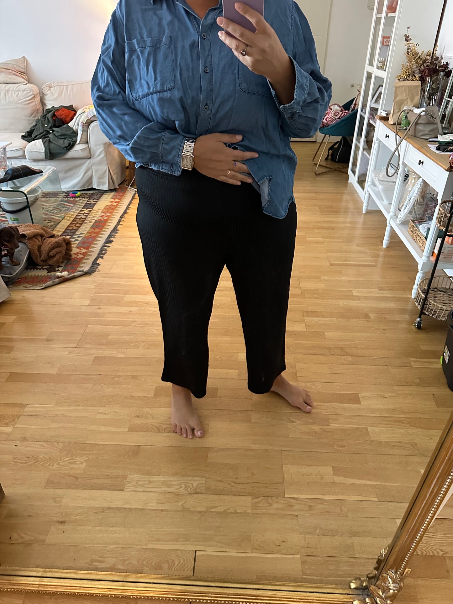 BUGANVILIA. Black culottes, size 3XL