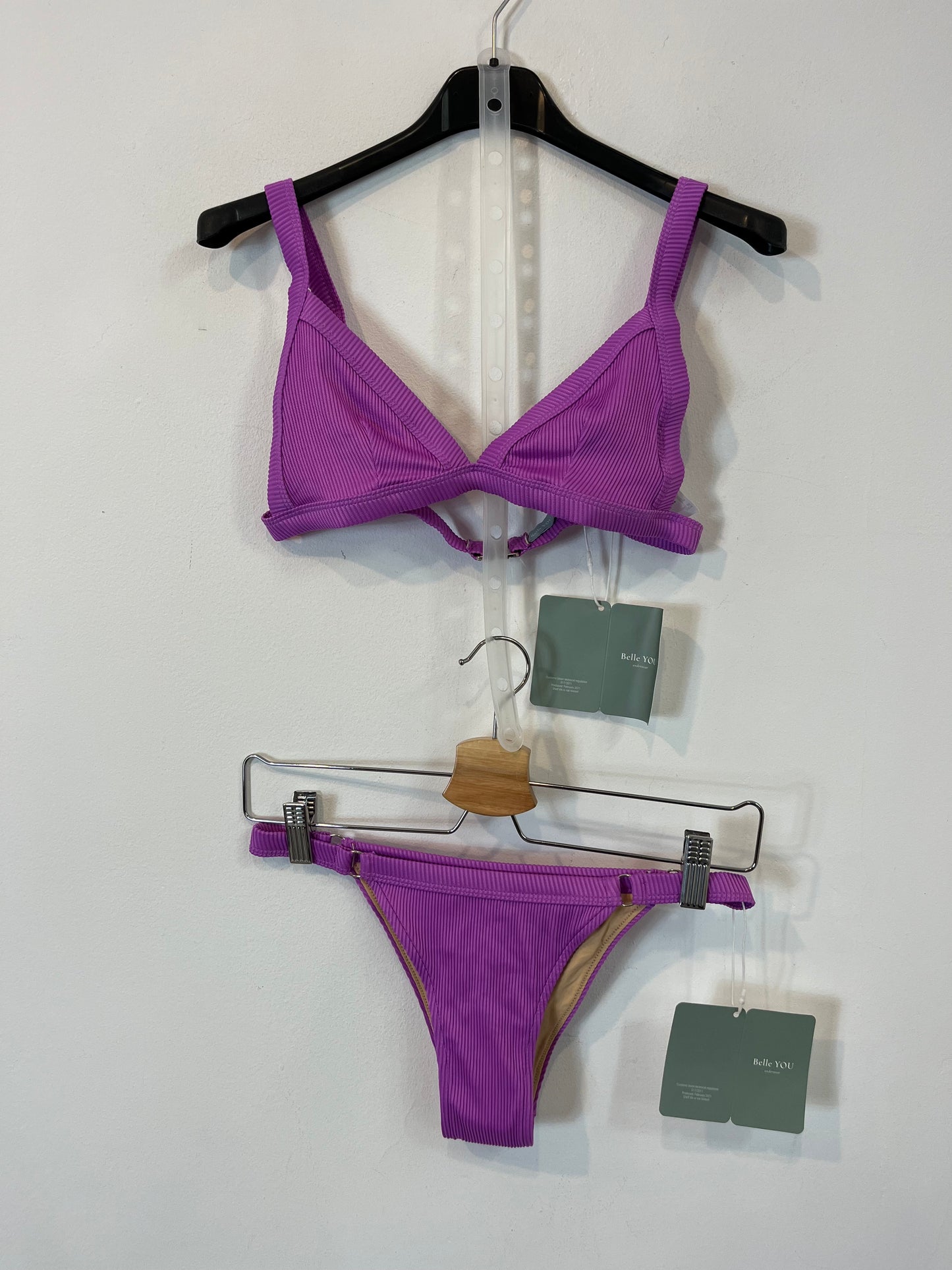 BELLE YOU. Bikini morado canalé T.xs/s