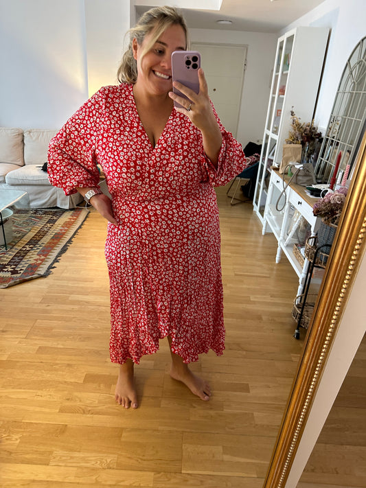 BUGANVILIA. Vestido rojo flores T.u(3xl)