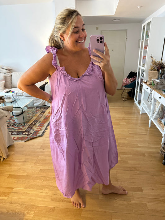 H&M. vestido lila tirantes T.xxl