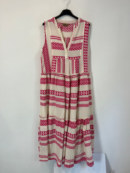 JOT. Vestido detalles bordado rosa. T M