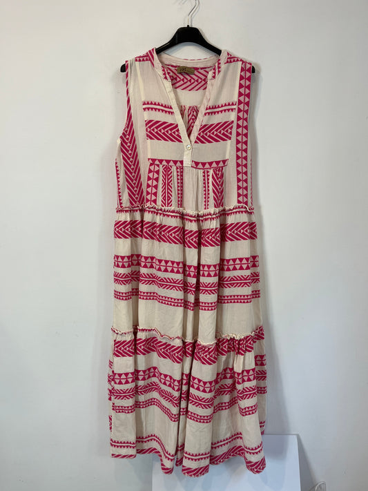 JOT. Vestido detalles bordado rosa. T M