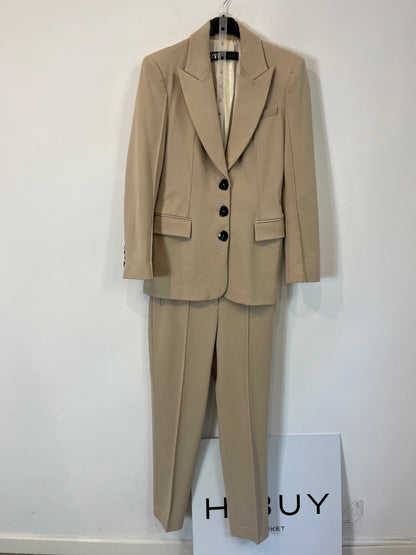 ZARA. Conjunto pantalón blazer beige. T S