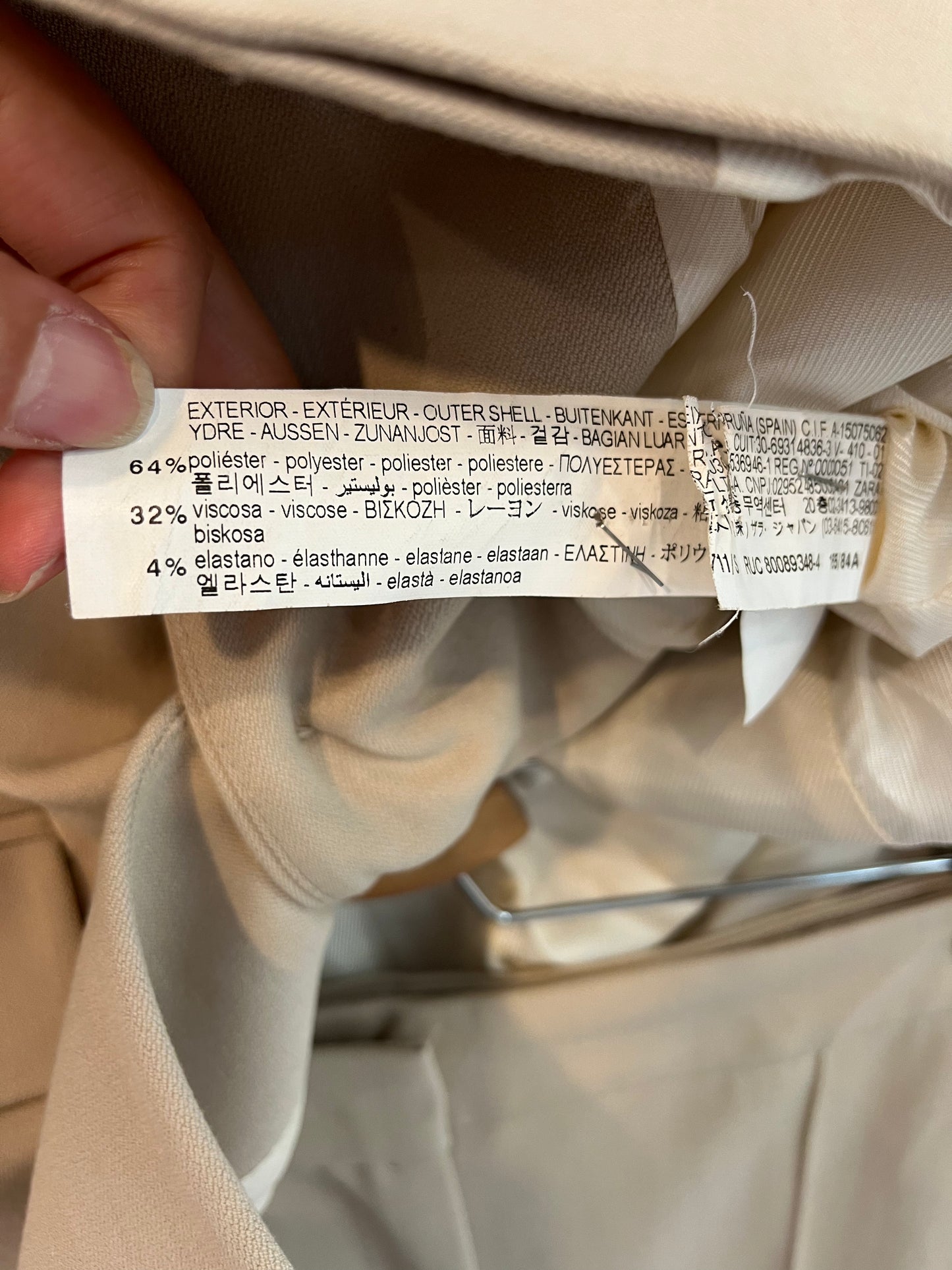 ZARA. Conjunto pantalón blazer beige. T S