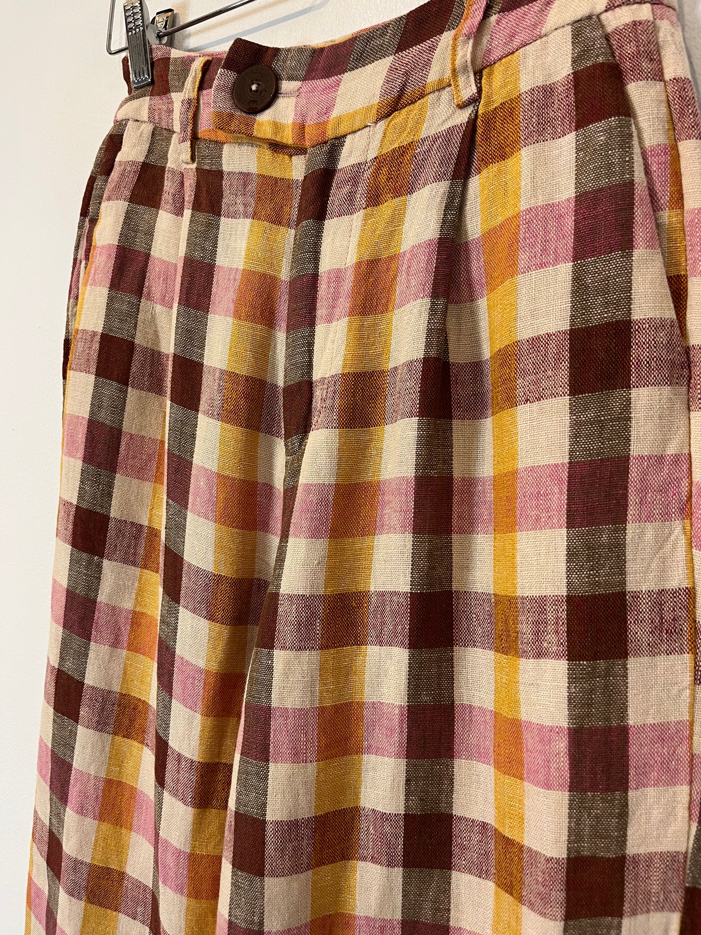 SCALPERS. Checkered linen trousers. Size XS