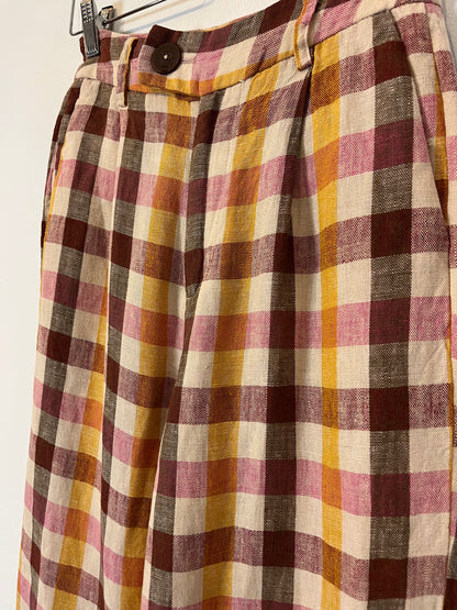 SCALPERS. Checkered linen trousers. Size XS