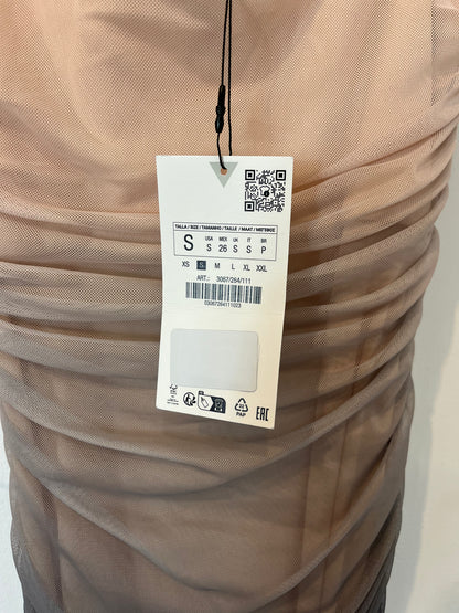 ZARA. Vestido midi tul elástico. T S