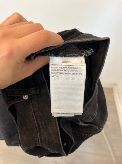 MANGO. Black denim midi skirt. T XS