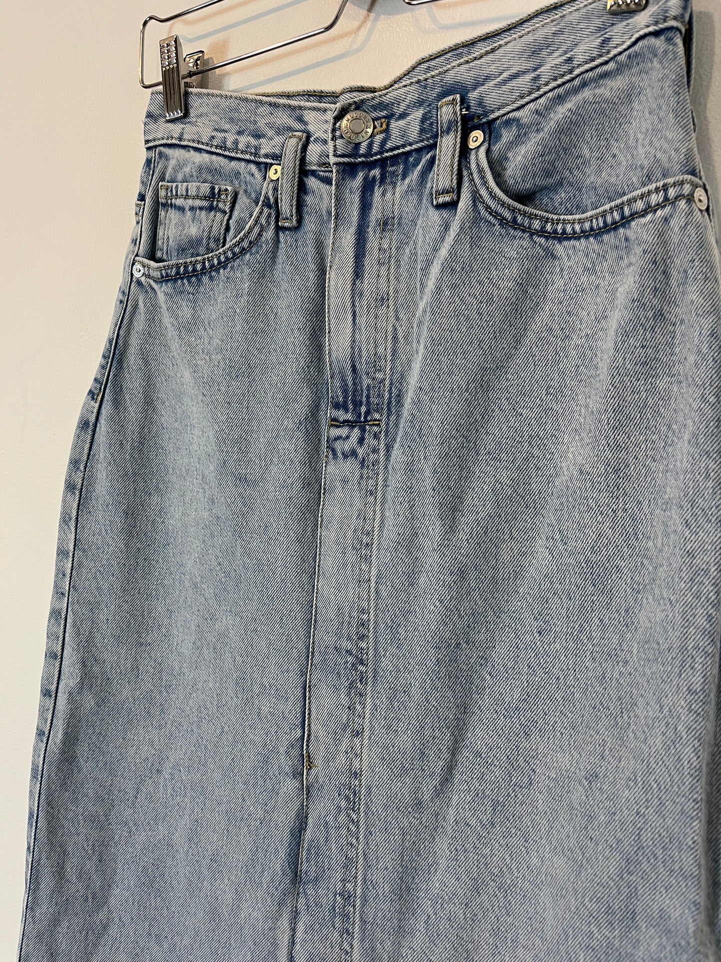 MANGO. Open denim midi skirt. T XS