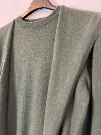 MASSIMO DUTTI. Jersey verde lana detalle cuello. T S