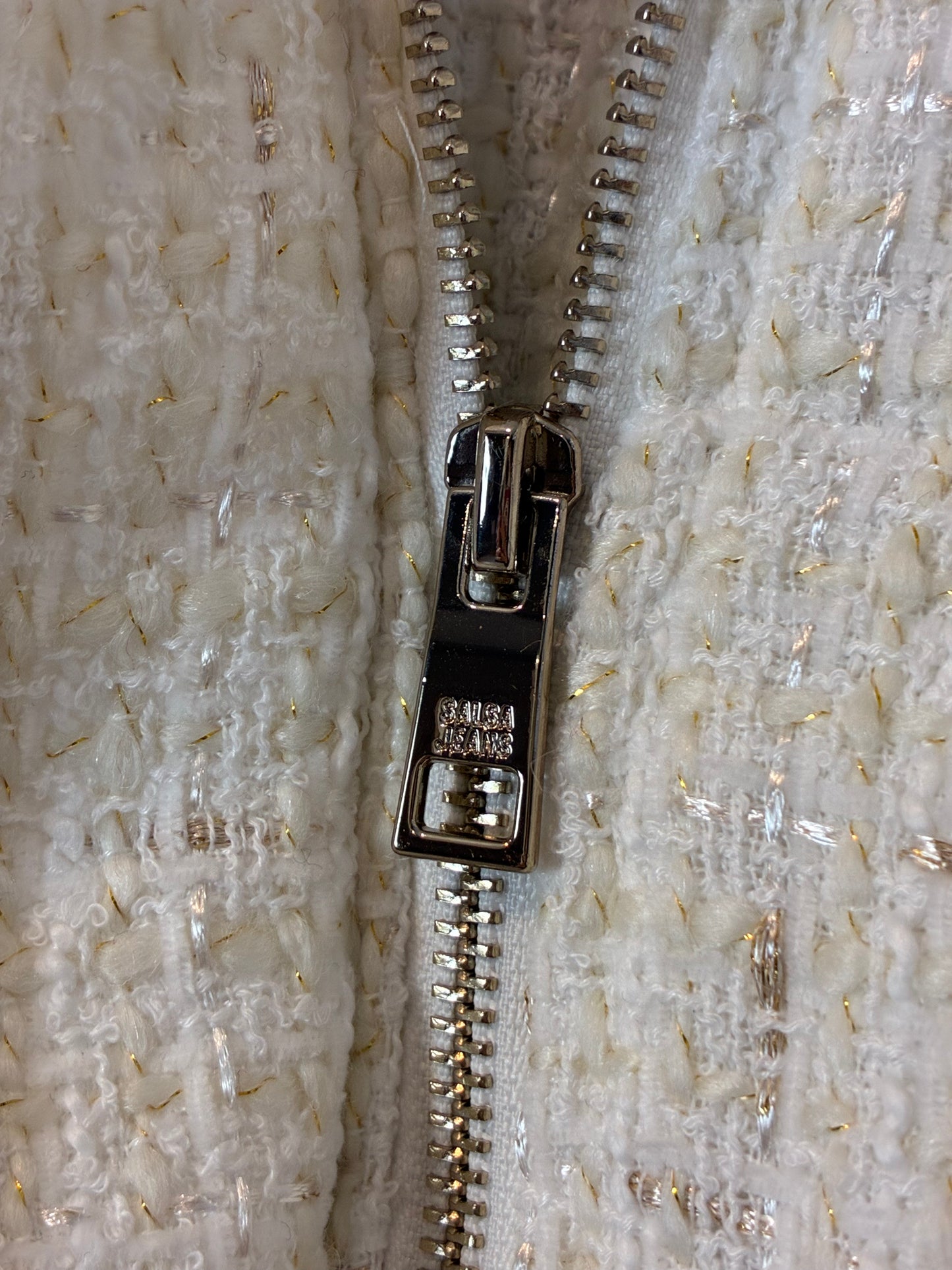 SALSA JEANS. Abrigo blanco tweed