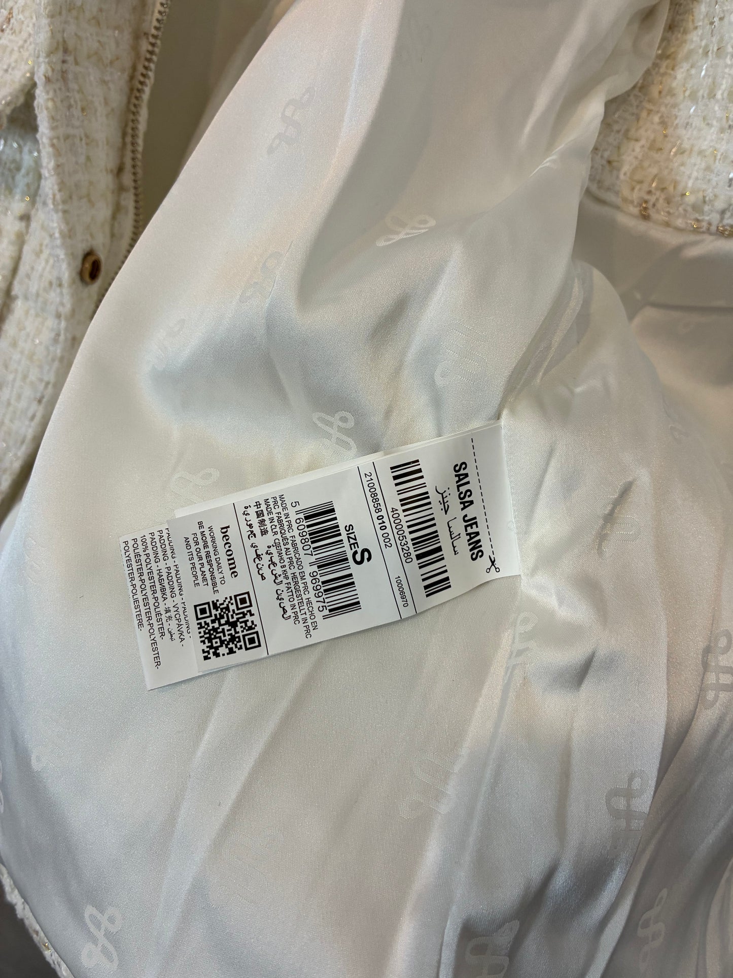SALSA JEANS. Abrigo blanco tweed