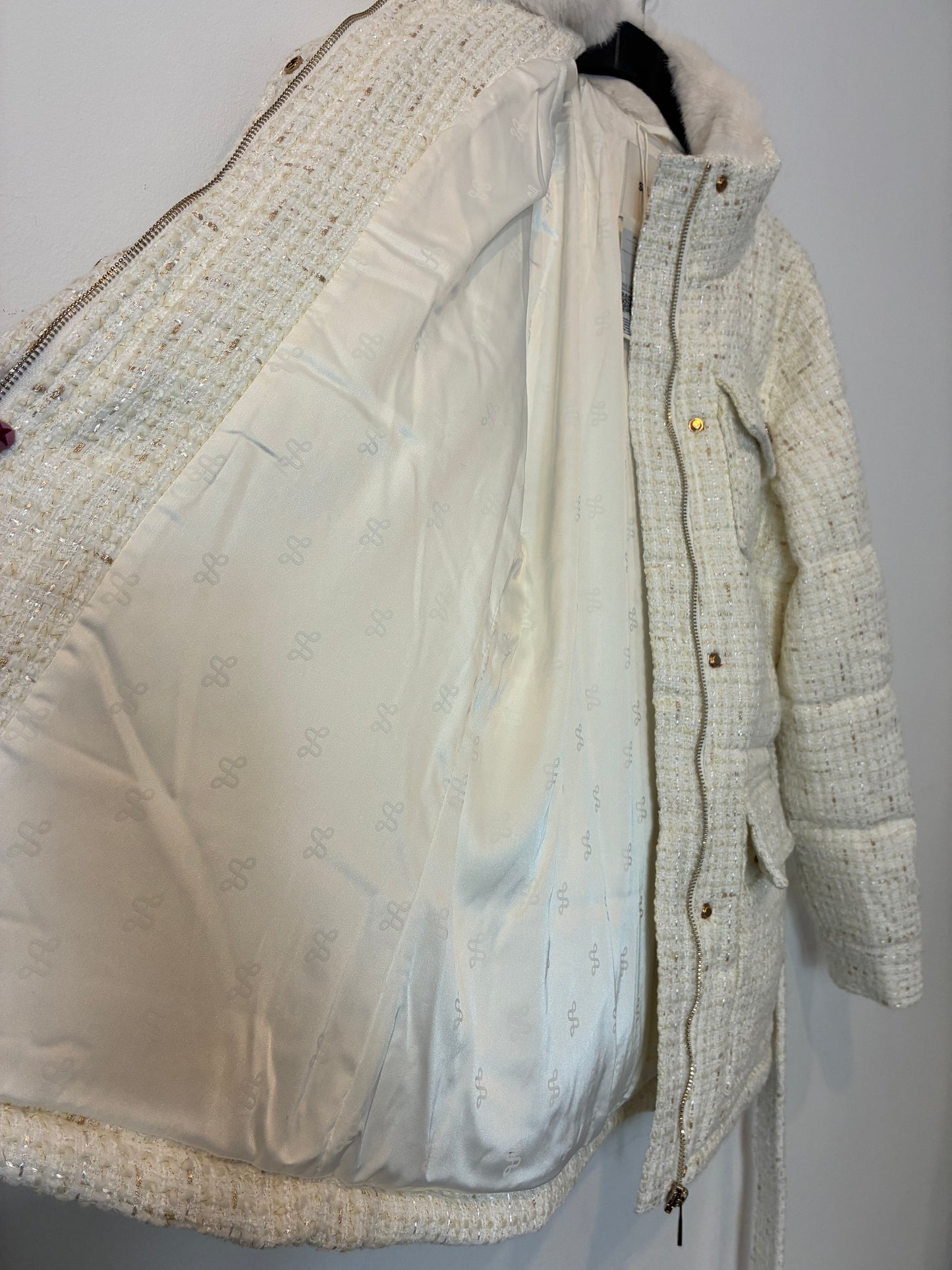 SALSA JEANS. Abrigo blanco tweed
