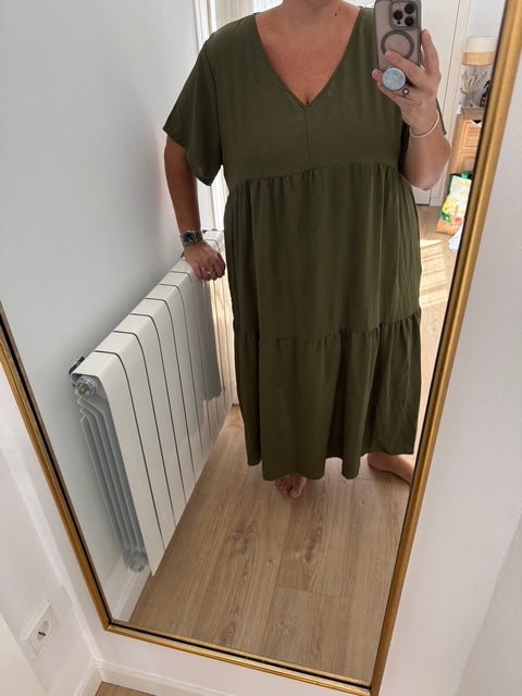 OTHERS. Flowing green dress S.5XL