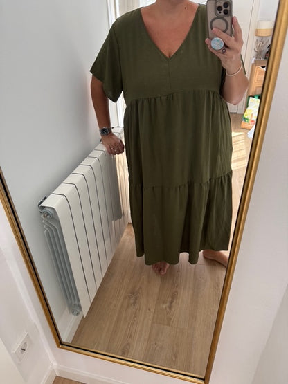 OTHERS. Flowing green dress S.5XL