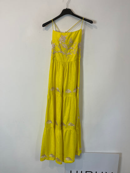 COOSY. Vestido amarillo bordado  T.s