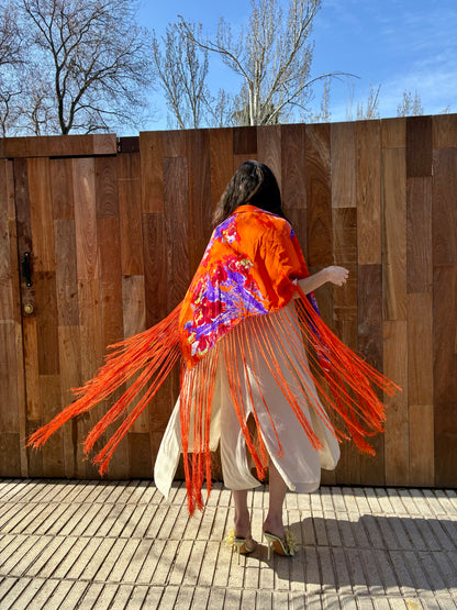 VICTORIO & LUCCHINO. Pañuelo seda flecos