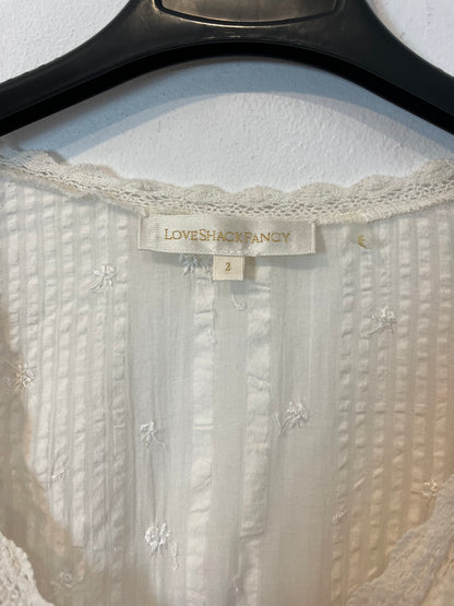 LOVE SHACK FANCY. Vestido corto bordados y encaje. T 2 (S/M)