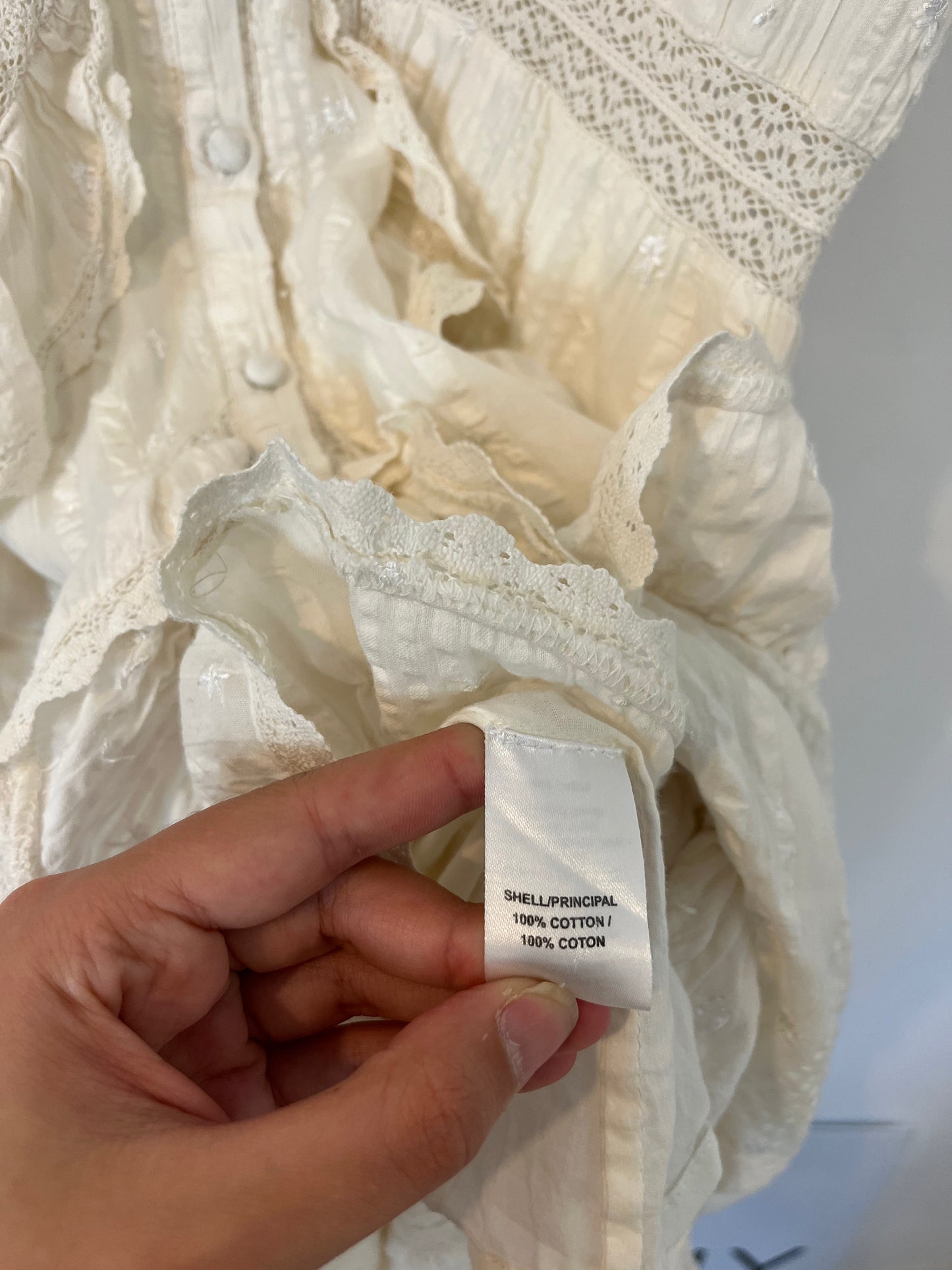 LOVE SHACK FANCY. Vestido corto bordados y encaje. T 2 (S/M)