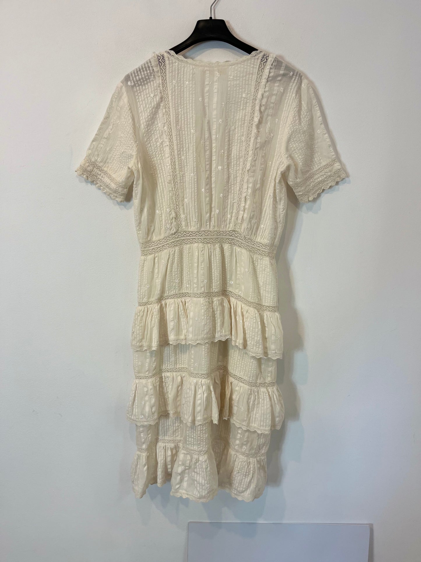 LOVE SHACK FANCY. Vestido corto bordados y encaje. T 2 (S/M)