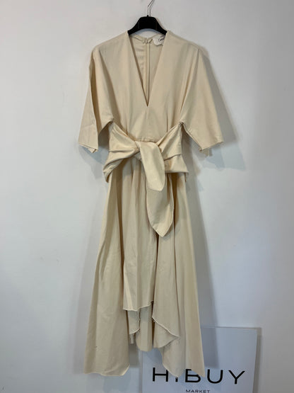 MANGO. Asymmetrical beige dress. XS/S