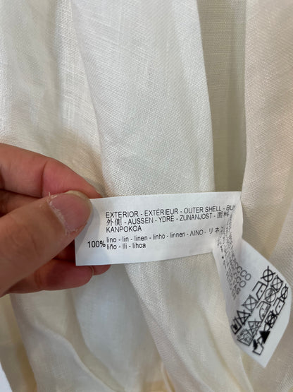 ZARA. Vestido lino cruzado flecos. T XS