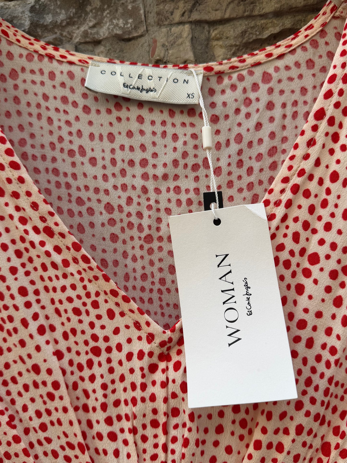 WOMAN EL CORTE INGLÉS. Vestido beige lunares