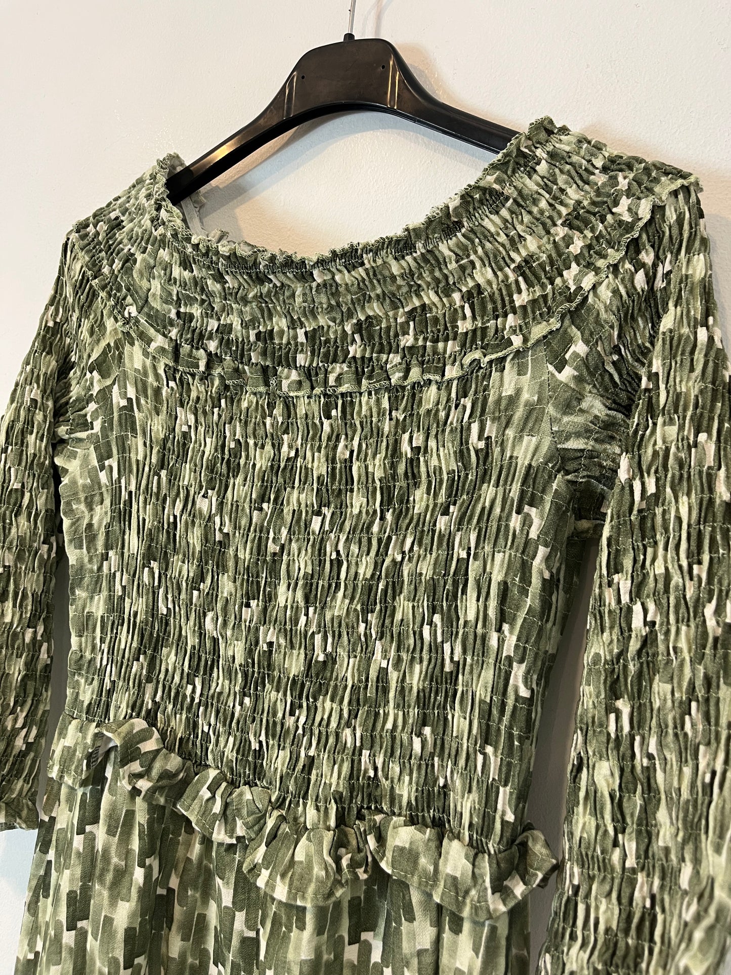 OTRAS. Vestido verde nido de abeja TU(S)