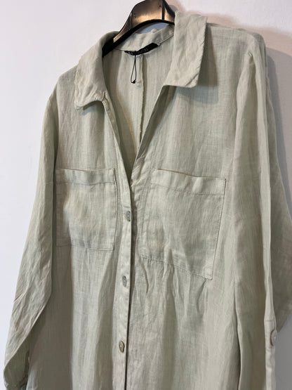 ZARA. Vestido largo camisero lino. T S