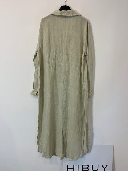 ZARA. Vestido largo camisero lino. T S