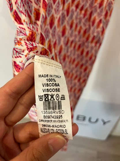 MUSCARI. Vestido beige flechas T. (s/m)