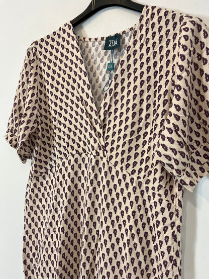 ZÚA. Printed beige midi dress. T.S.