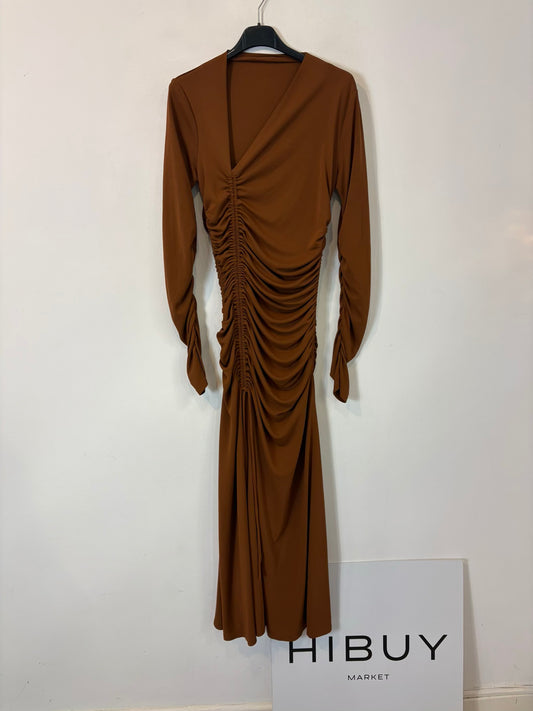 Vestido largo marrón fruncidos