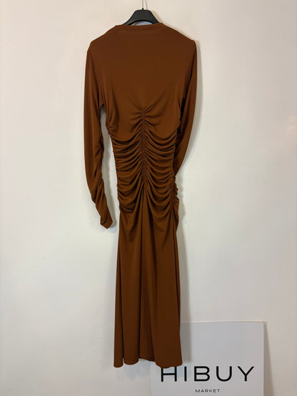 Vestido largo marrón fruncidos