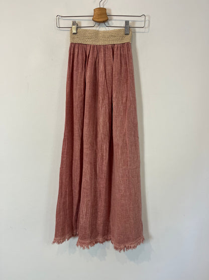 ZUA. Falda rosa con lino TU (xs)