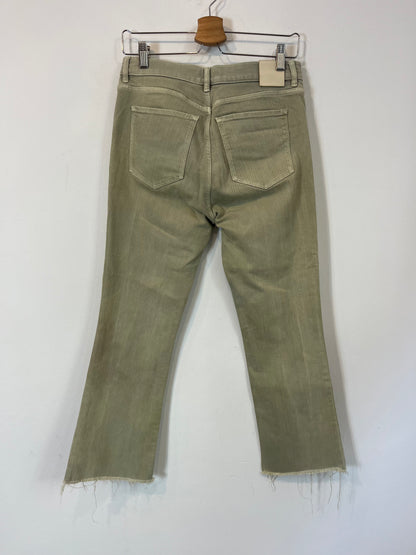 MASSIMO DUTTI. Pantalón denim verde T.38