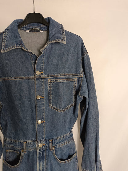 ZARA. Mono denim pata ancha T.xs